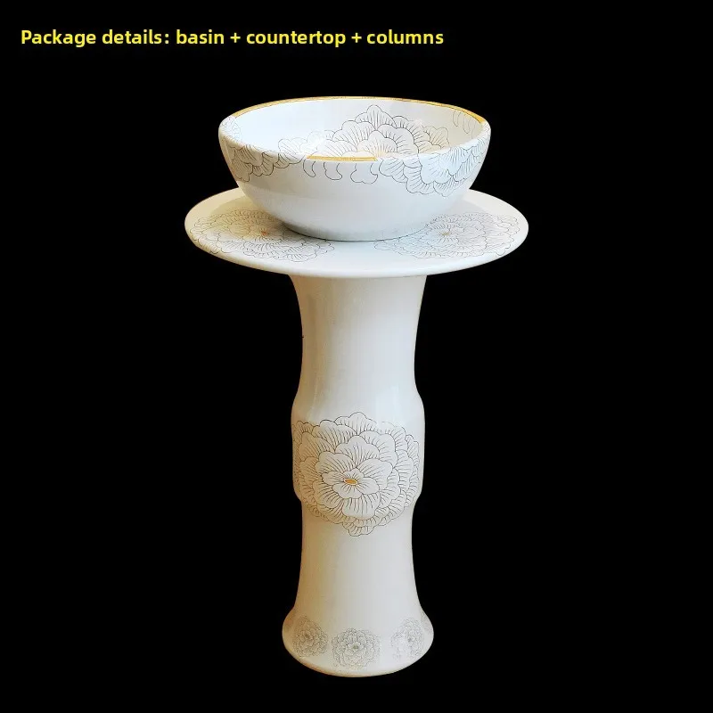 Geïntegreerde kolomwastafel, keramische kolomwastafel, staande balkonwastafel