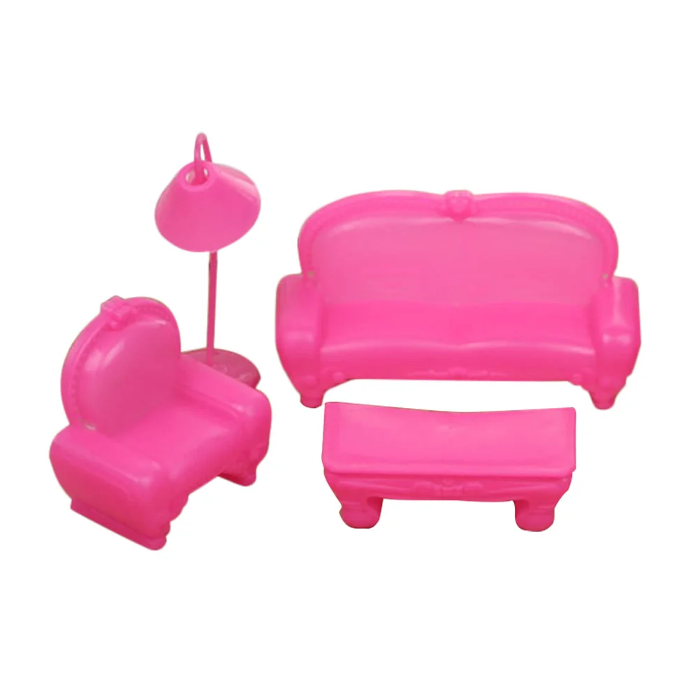 Accessories Plastic Sofa Lamps Table Cabinet Bedroom Furniture Accessories for Kids Girl Birthday Gift Toy(Sofa set of 7