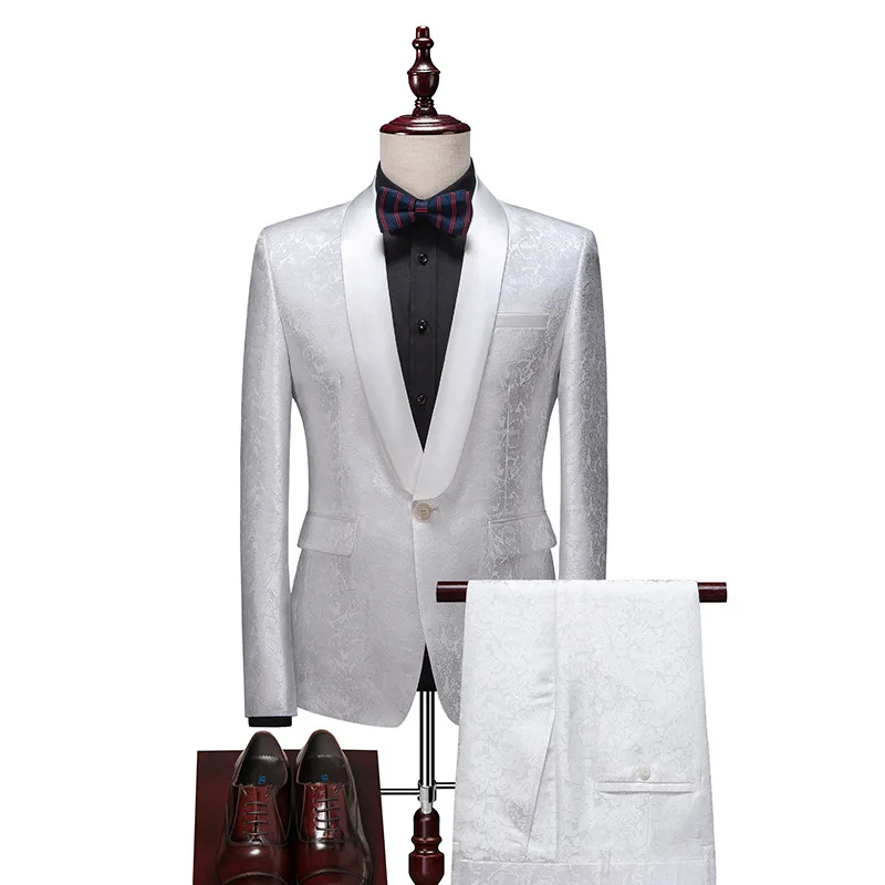 X002 Men's fashion suit two piece male host groom wedding dress