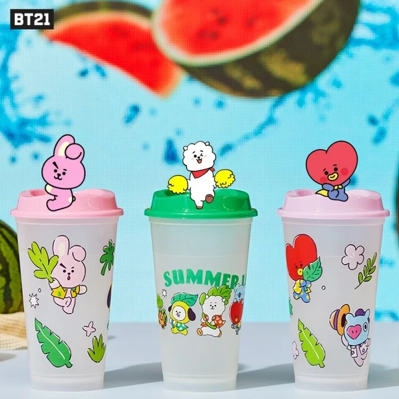 

Line Friends Summer Lane Series Аниме Эко-чашка Набор Мультфильм Креативная чашка Kawaii Pp Материал Переработки Большая емкость Чашка для воды