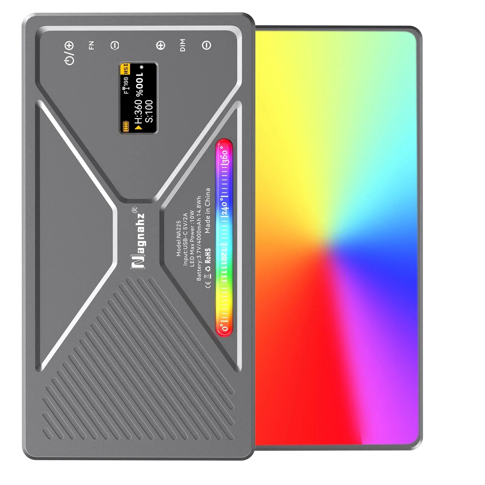 NA225 RGB Video Light 10W Portable Selfie LED Camera Light with 2500-9900K 4000mAh Rechargeable Battery CRI 96+ App Control Fill