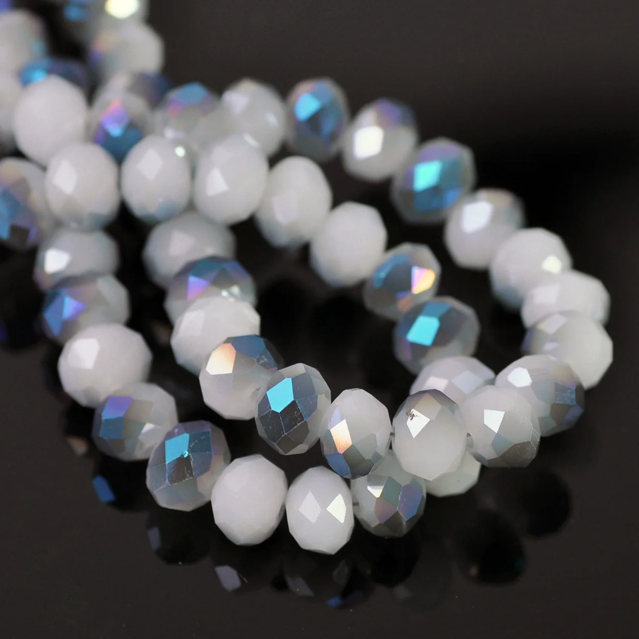 Opaque Half Coated Color 4x3mm 6x4mm 8x6mm Rondelle Faceted Czech Crystal Glass Loose Spacer Beads for Jewelry Making DIY