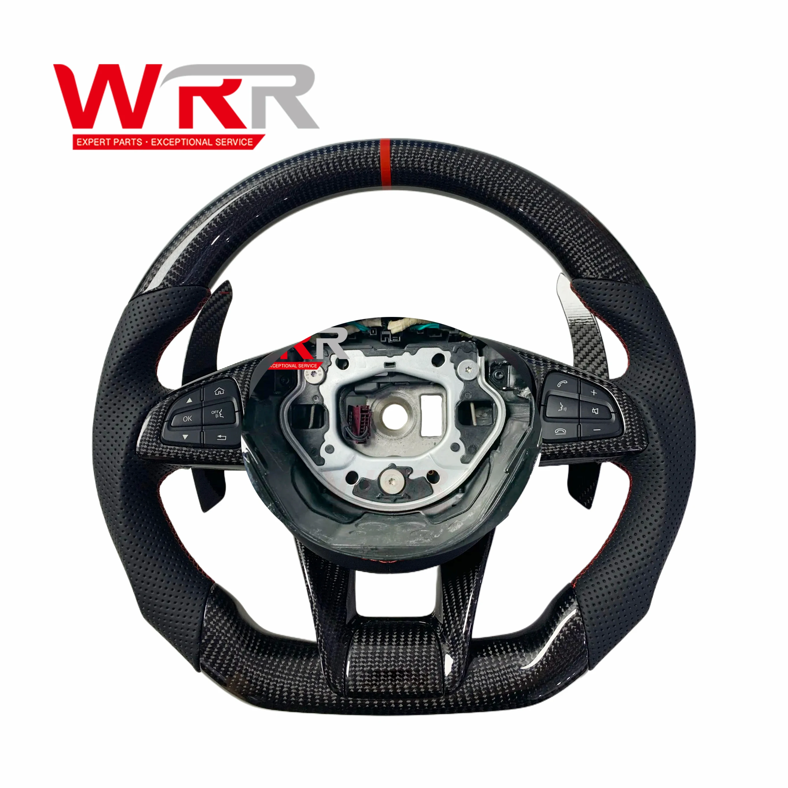 

W205 Steering Wheel for Mercedes benz AMG C-class C200 C300 W204 Car Carbon Fiber Sports Model Leather Without airbags