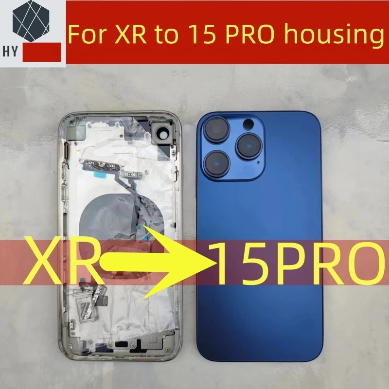 housing  For XR Like 15 Pro Housing XR Up To 15 Pro Housing Back DIY Back Cover Housing Battery Middle Frame Replacement