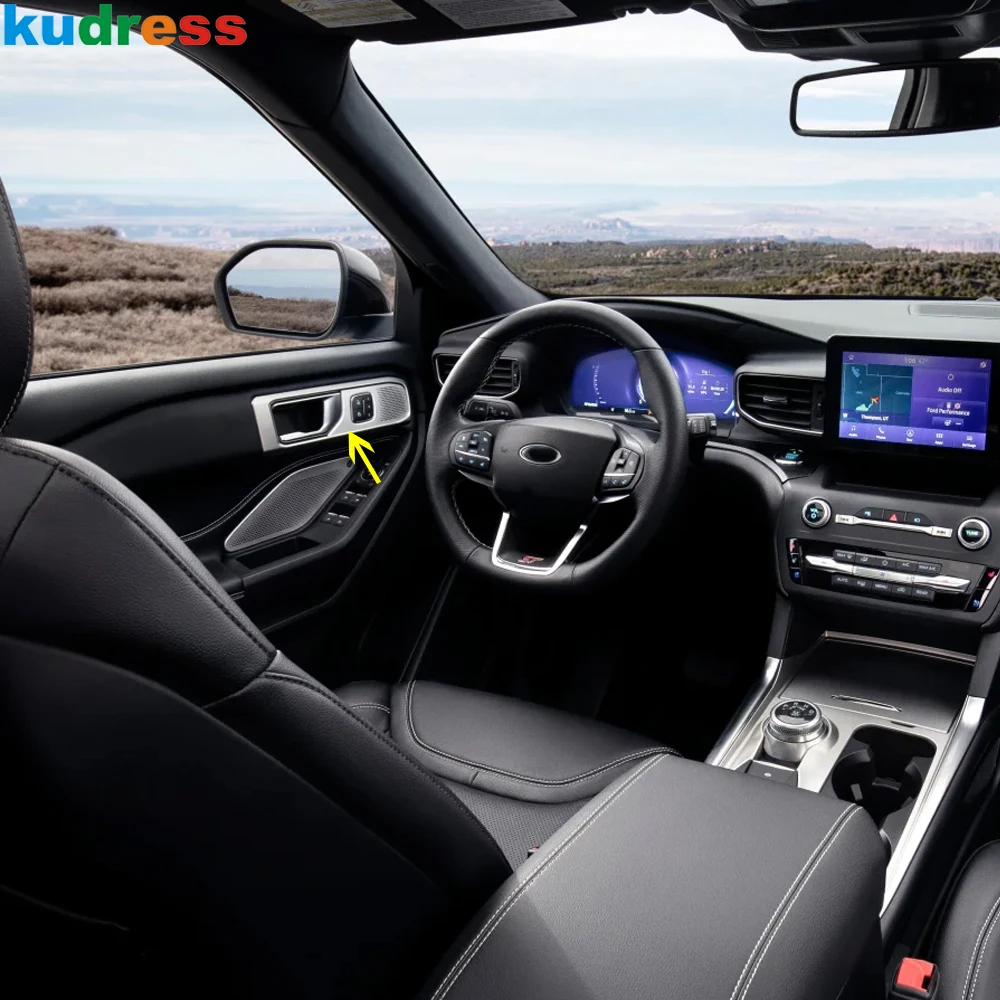 Capa de Acabamento para Maçaneta Interna da Porta do Carro para Ford Explorer 2020 2021 2022 2023 2024 Acessórios de Interior em Fibra de Carbono