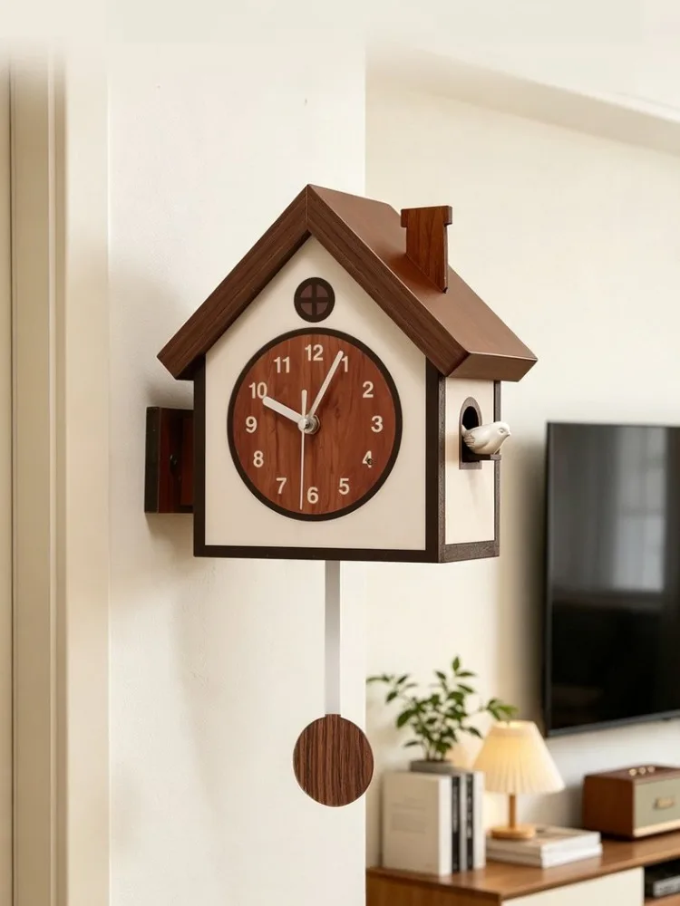 Cuckoo Bird Wall Clock Double-sided Living Room Cuckoo Clocks Bedroom Corridor Corner Clock Interior Creative Silent Watch Home