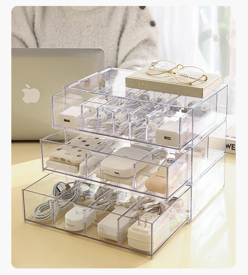 Plastic Desktop Data Cable Storage Box Plug Wire Organizer Computer Charger Power Cord Placement Rack