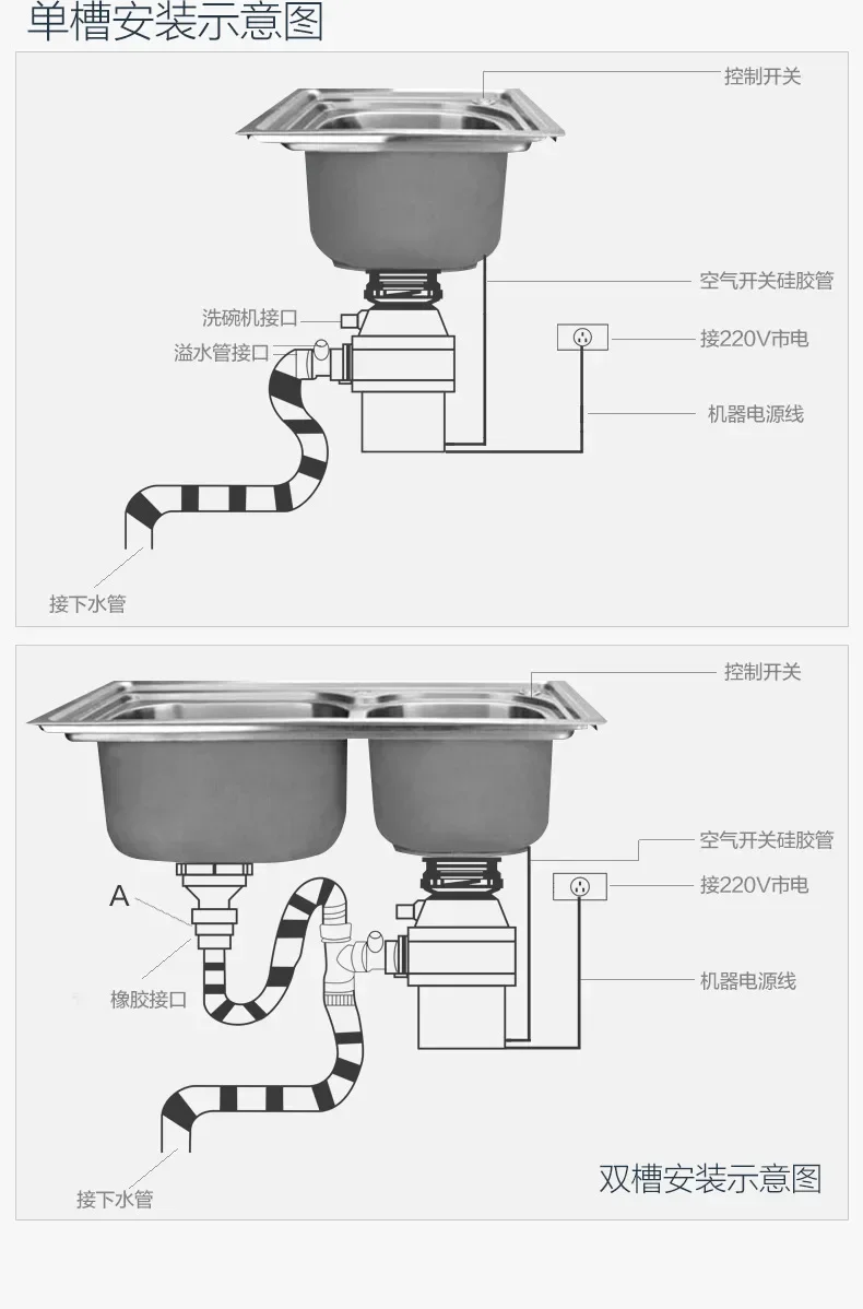 Garbage Disposer Kitchen Sewer Kitchen Waste Food Crusher Household Life Disposer Machine Household Crusher