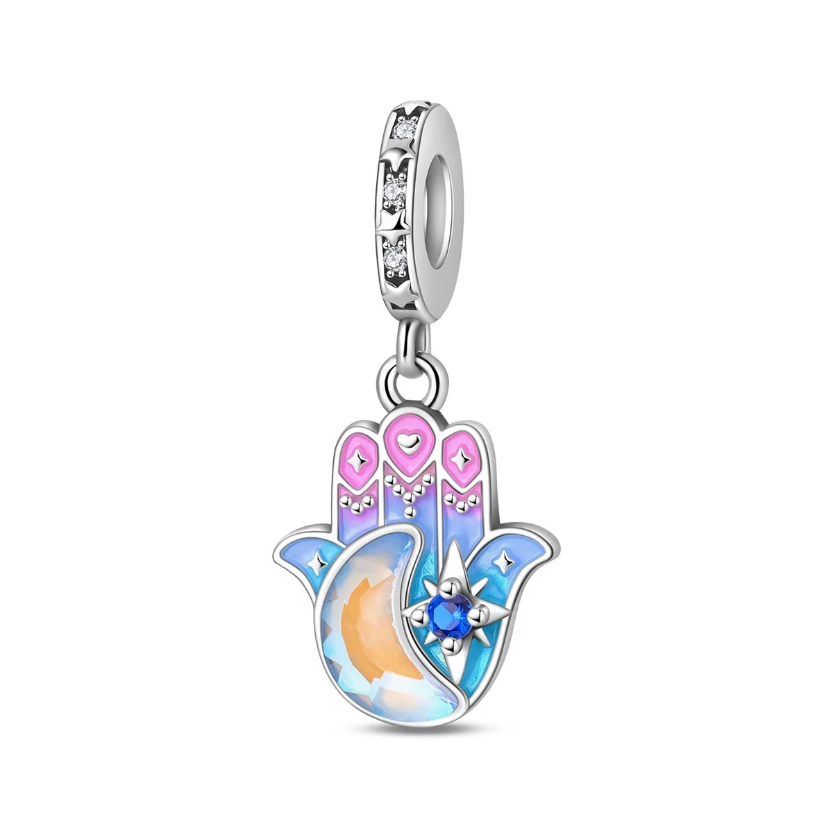 Original S925 Silber Überzogene Mondlicht Wächter Hand Charms Perlen Fit Original Armband Feine DIY Geburtstag Schmuck Geschenk