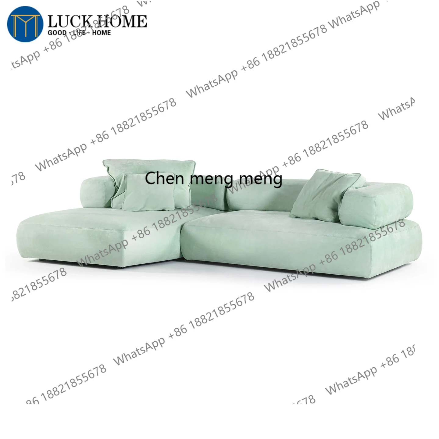 Italian minimalist matte cloth straight row corner sofa living room combination hotel lobby lounge area