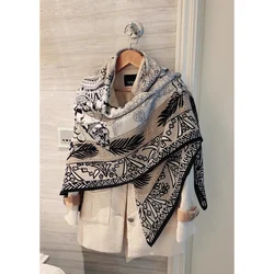 Écharpe d'Hiver pour Femmes de Luxe Designer 2024, Grands Châles en Pashmina, Sac, Bandana, Hijab, Mouchoir, Poncho, Accessoires