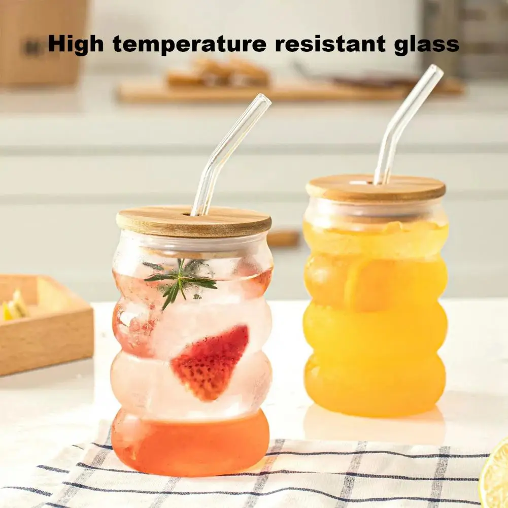 300ML/450ML Drinking Glasses With Lids Straws Brush Wave Design Water Cups For Beer Iced Coffee Cocktails Tumbler For Home Bar