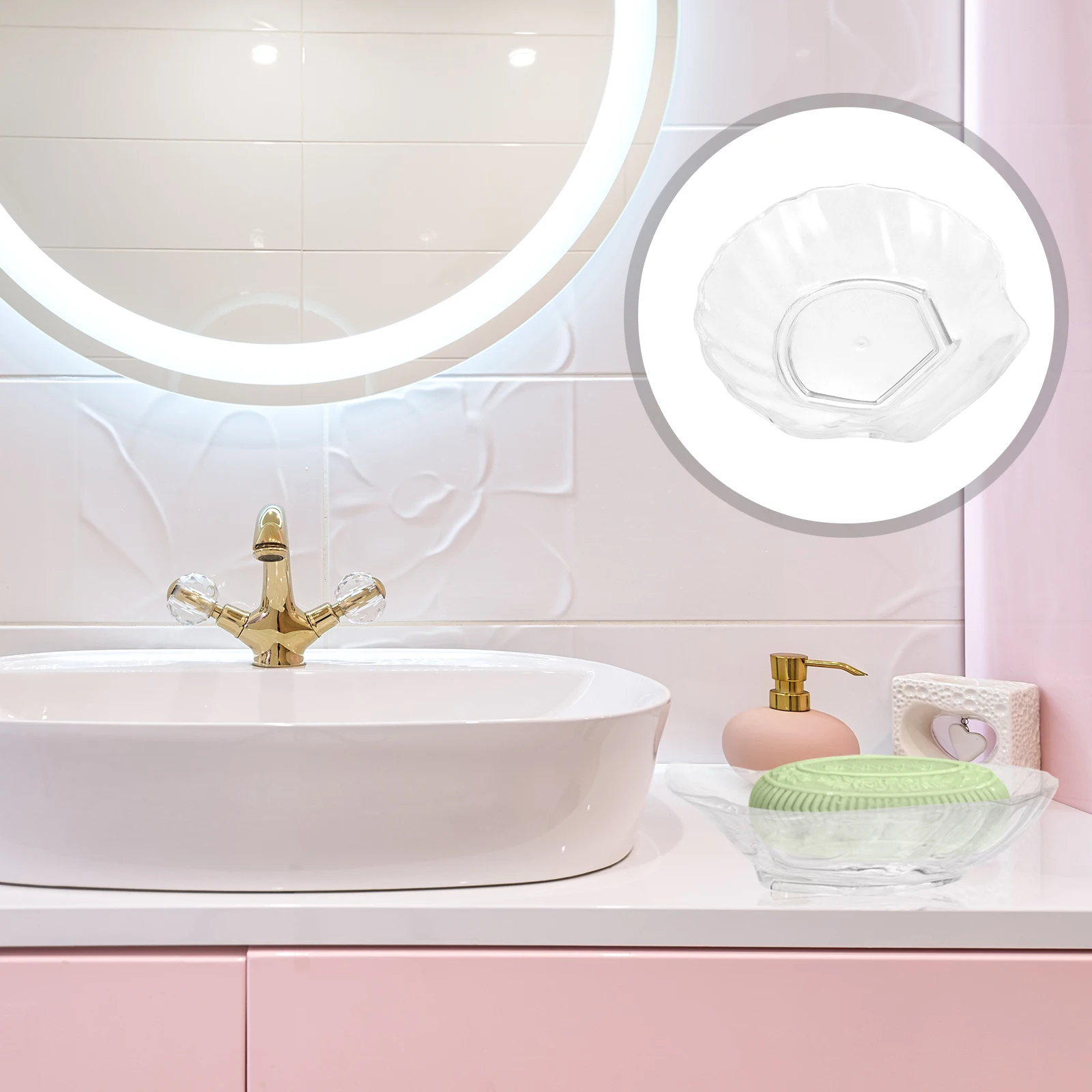 

Sponge Holder Soap Tray Bath Sea Shell Shaped Dish Plastic Seashell for Bathroom