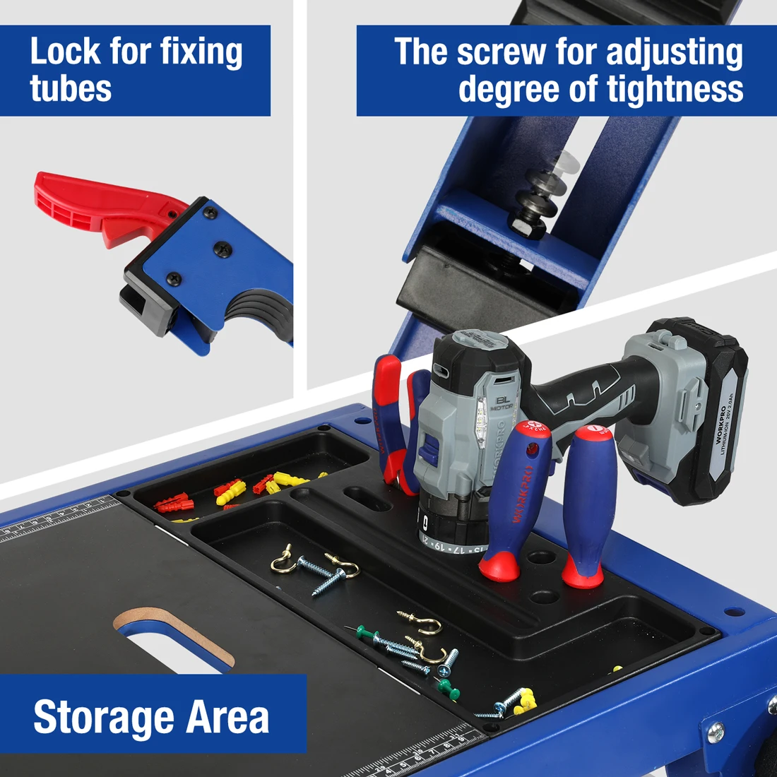 WORKPRO Miter Saw Stand 5-in-1 Work Station Workbench Quick Folding Work Table with Detachable Miter Saw