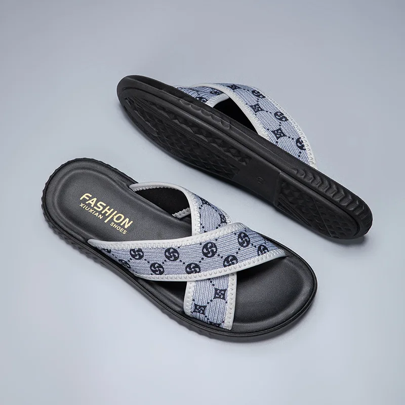 Summer New Men Shoes Canvas Slippers Street Trend Casual Slides Young Man Slip-on Beach Shoes