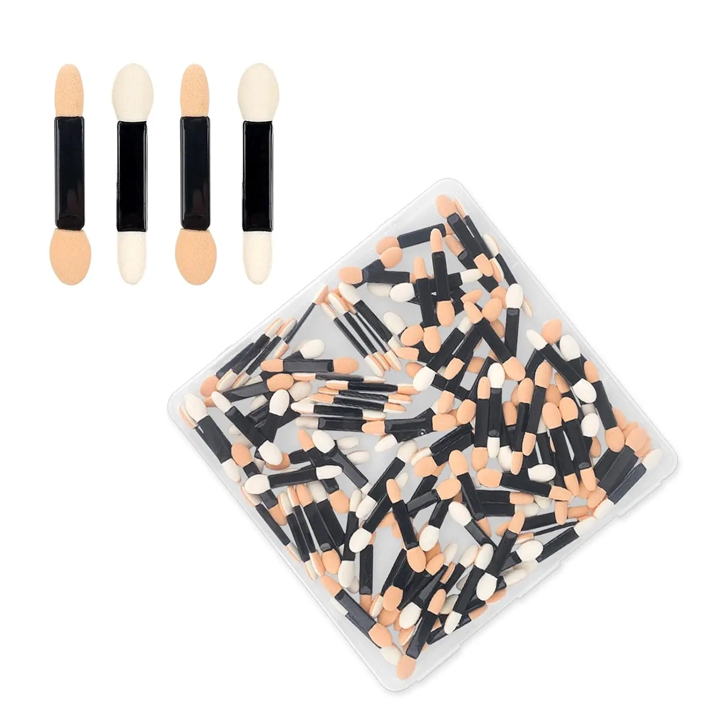 

120PCS Disposable Eyeshadow Applicators with Organizer, Dual-Sided Sponge Brush for Precise Makeup Application and Travel