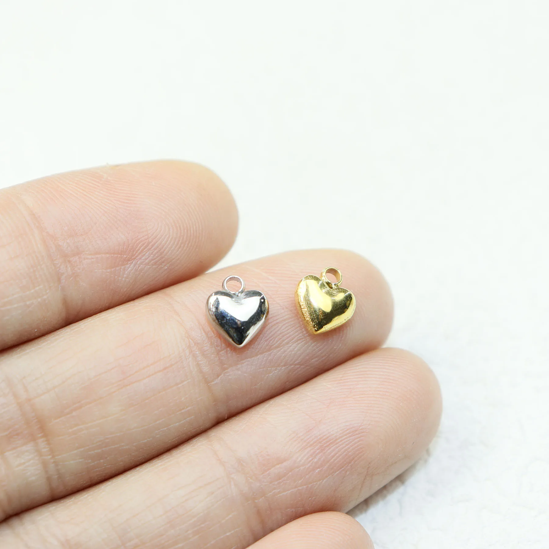 5pcs Stainless Steel Heart Jewelry Charms Pendant DIY Handcraft  Vacuum Plate Waterproof Antiallergic