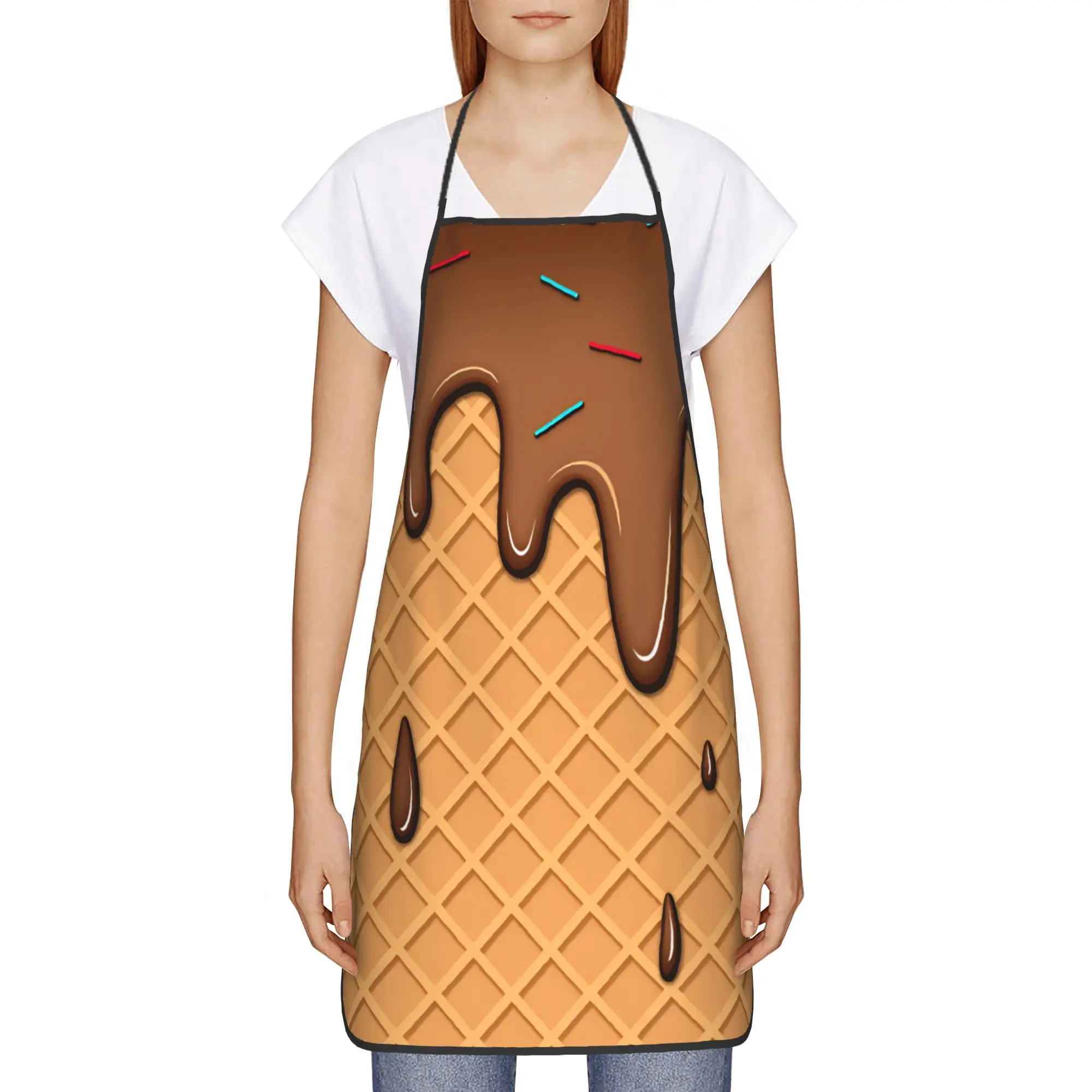 Ice Cream  Apron  Cute Household Kitchen Accessories Work Barber Aprons without Pocket