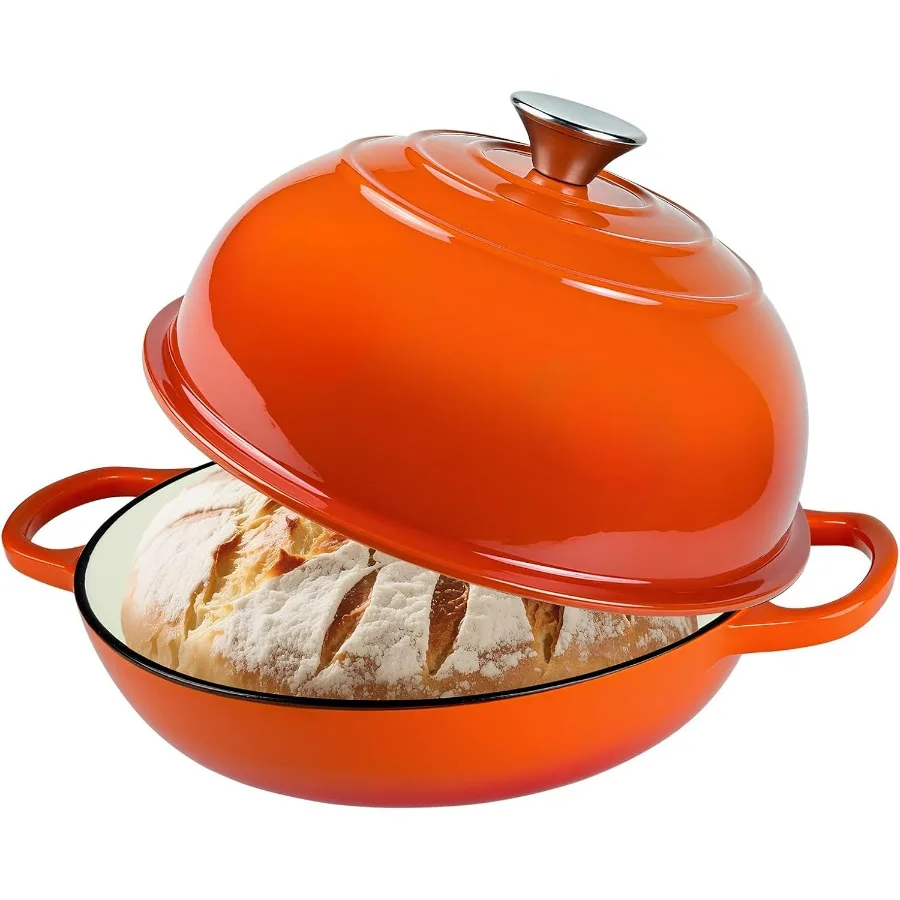 

Голландская духовка с крышкой, эмалированная чугунная голландская духовка для выпечки хлеба, круглая печь для выпечки хлеба, безопасная печь для выпечки хлеба