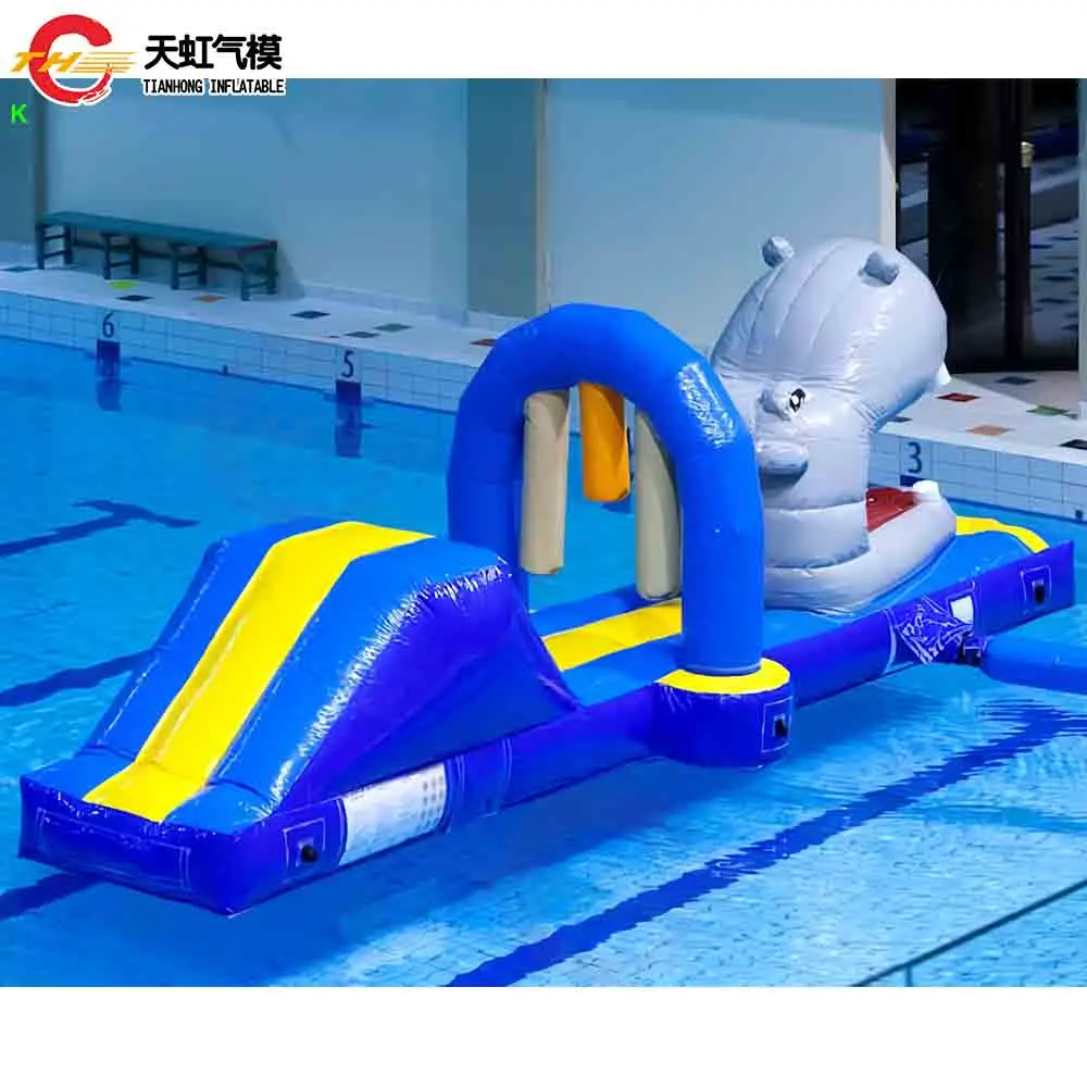 Livraison rapide gonflables piscine d'eau Crocodile obstacle cours de course Air serré flottant toboggan course toboggan humide