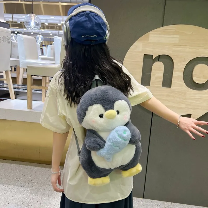 Cartoon New Soft And Cute Plush Stuffed Penguin Doll Shoulder Bag Fashion Large Penguin Plush Backpack Kids Birthday Gifts