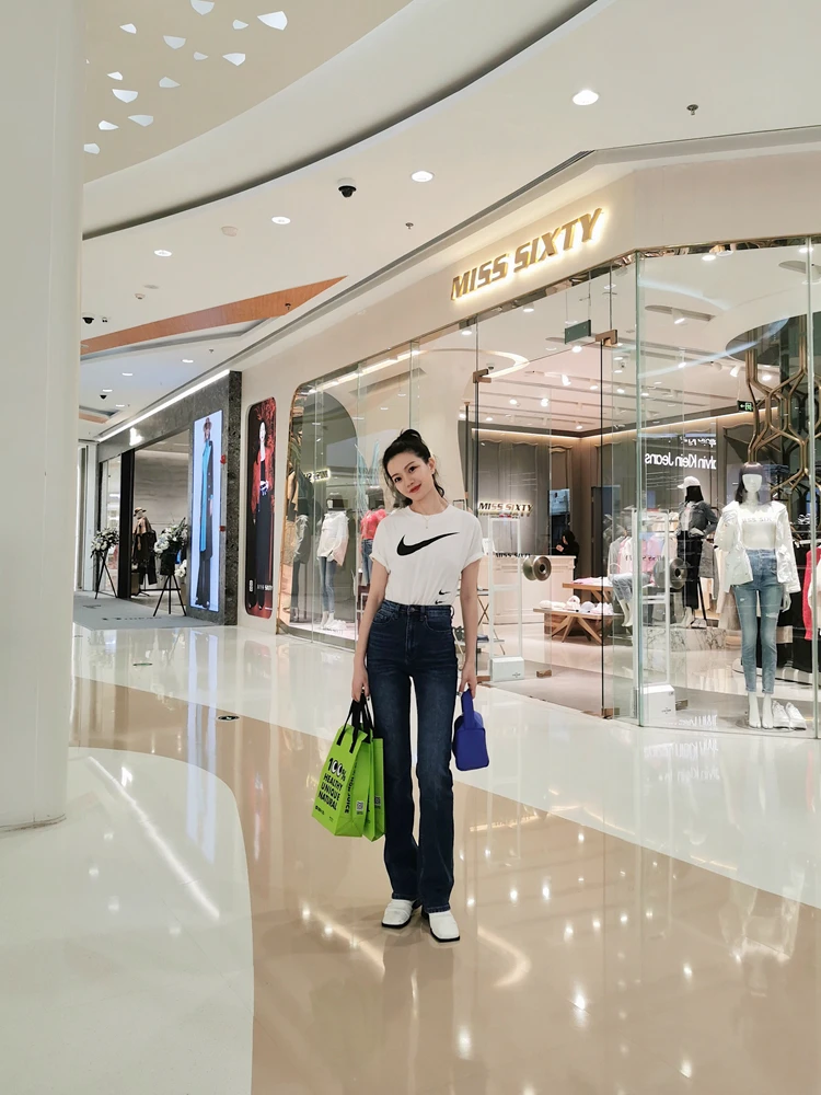 

Серия World Youth, эластичные джинсы с высокой талией в стиле ретро, повседневные тонкие прямые джинсы, хлопковые эластичные джинсовые джинсы на молнии