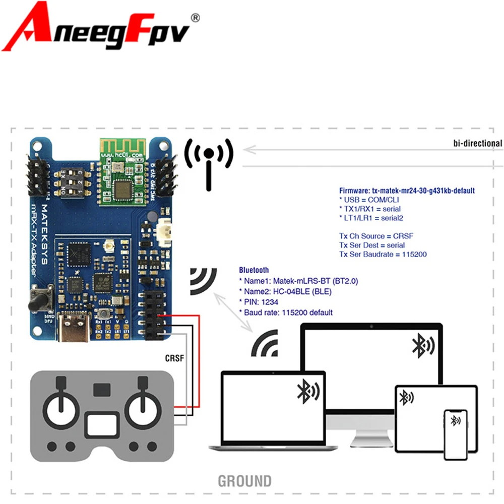 MATEK Mateksys MLRS MAVLink 900MHz TX Module KIT, MR900-30-TX