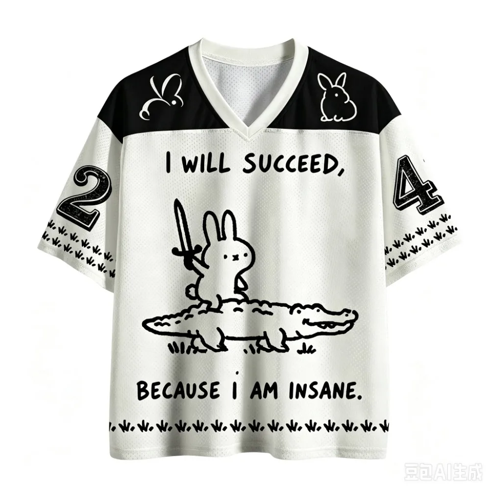 Rabbit Crocodile Patterns 3D Printed Sport Quick-dry Breatha Men V-neck Plus-sizeT-Shirt Outdoor Street Casual  Y2K Parent-Child
