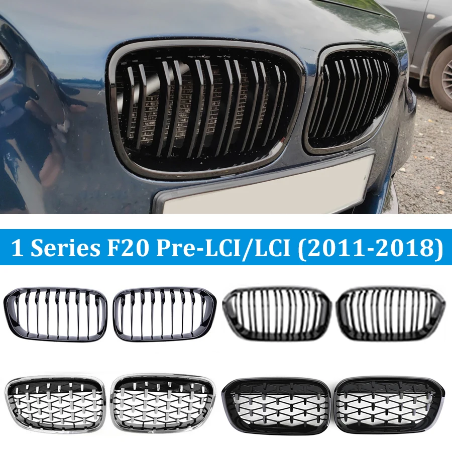 Car Front Grille Grills Gloss Black for BMW 1 Series F20 m140i 118d F21 2011 2012 2013 2014 2015 2016 2017 2018 Accessories