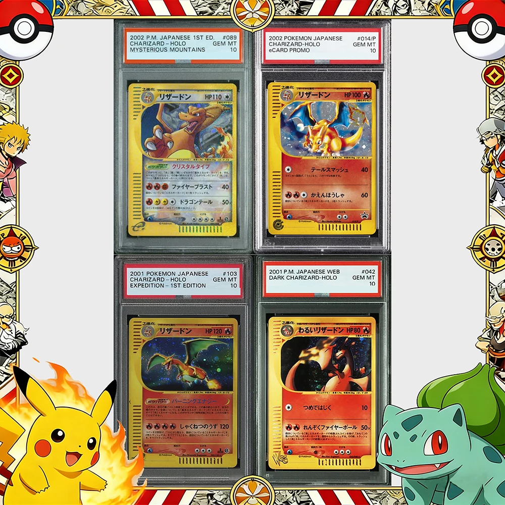 

Anime Ptcg Proxy Collectible Cards Charizard Dark 014/p 042 Crystal Type E-Series Holo Foil Premium Graded Complete Gift