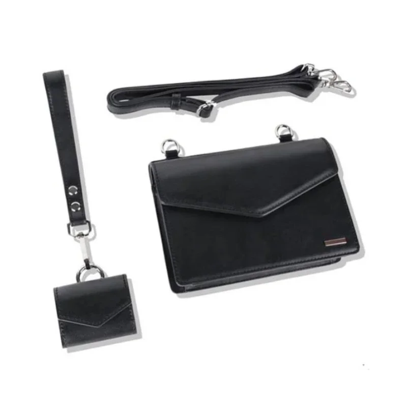 Vintage Man Small Square Bag Solid Black Designer Shoulder Bag with Coin Purse 2023 New Leather Flip Messenger Bags box 2pcs Set
