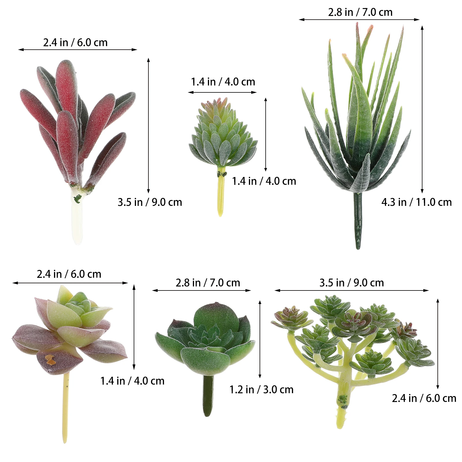 

6pcs Simulation Succulent Plants Artificial Fake Decorative Diy Home Office Shop Ornament Simulated Fleshy Plastic Plant Vivid