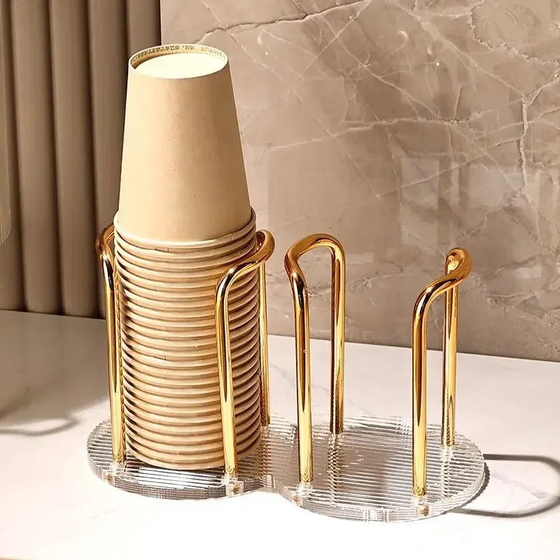 Light Luxury Paper Cup Holder Disposable Cup Extractor Acrylic  Storage And Storage Rack Household Coffee And Tea Cup Holder