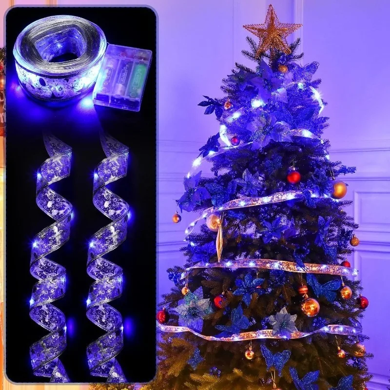 10 pezzi di fiori artificiali blu decorazione natalizia fiori finti per la decorazione domestica ornamento per albero di Natale ghirlanda fai da te accessori per regali