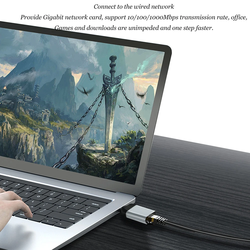 Hub de rede portátil, acessórios de liga de alumínio tipo-c cinza usb c para ethernet adaptador computadores 1-gigabit para thunderbolt 3