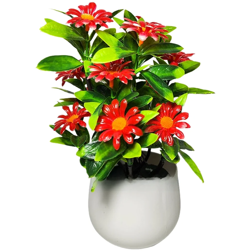 12-Piece Realistic Daisy Flower Arrangement Set for For home Office Desk Shelf Decoration Plastic Artificial Potted Plants