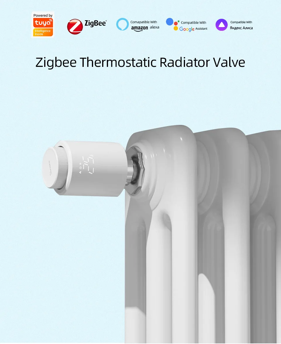 Tuya ZigBee Smart Thermostat Radiator Actuator Smart TRV Thermostatic Valve Temperature Controller Support Alexa Google Home