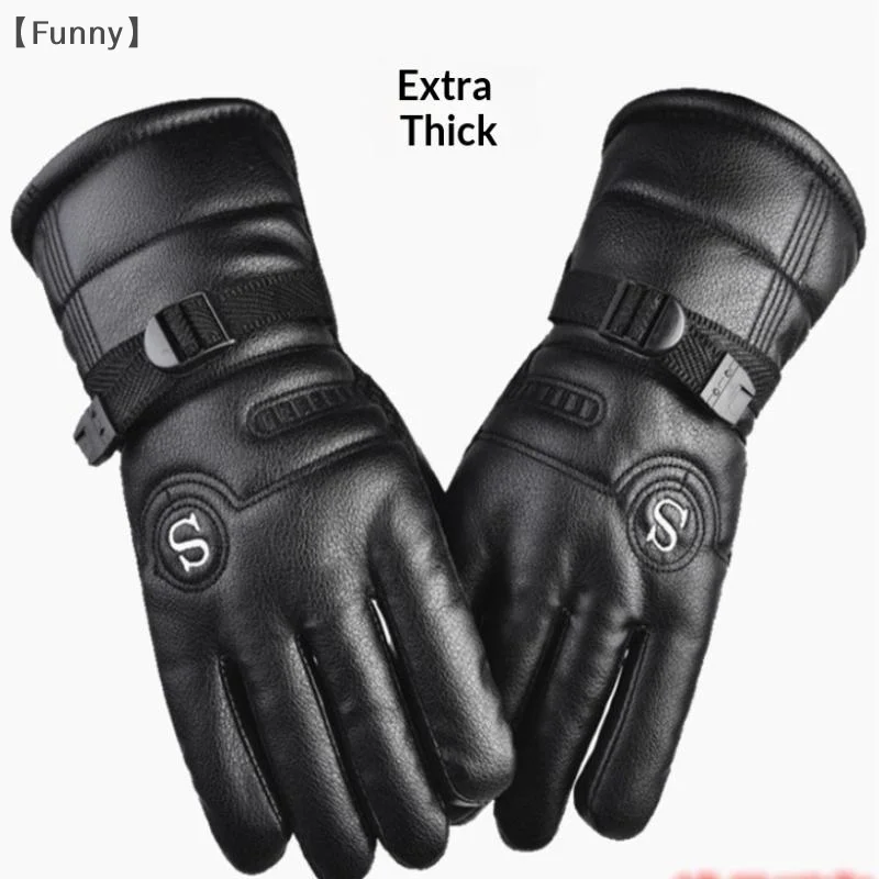 [مضحك] قفازات جلدية شتوية مقاومة للماء ورياضات خارجية باردة ودافئة للدراجات النارية للرجال