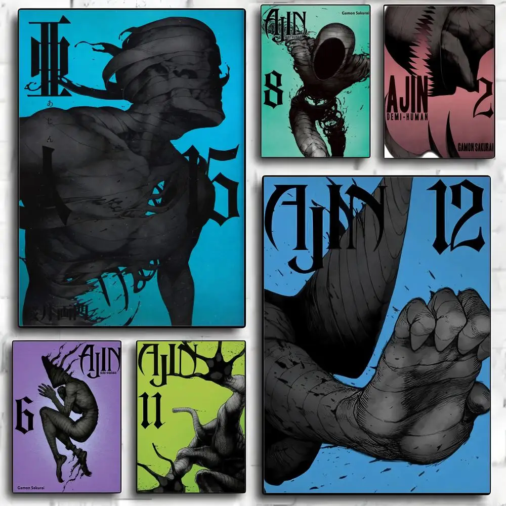 Póster de Anime A-Ajin D-Demi-Human, adhesivo artístico de papel PP moderno para pared, decoración minimalista para cafetería, oficina, Bar, decoración de pared del hogar, regalo