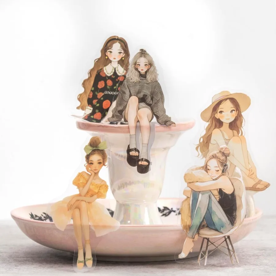 مجموعة كتب ملصقات مقطوعة مسبقًا لمذكرات الفتاة مع 60 صفحة من PET وWashy Ephemera لسكرابوكينغ المجلات الشخصية الإبداعية DIY #5