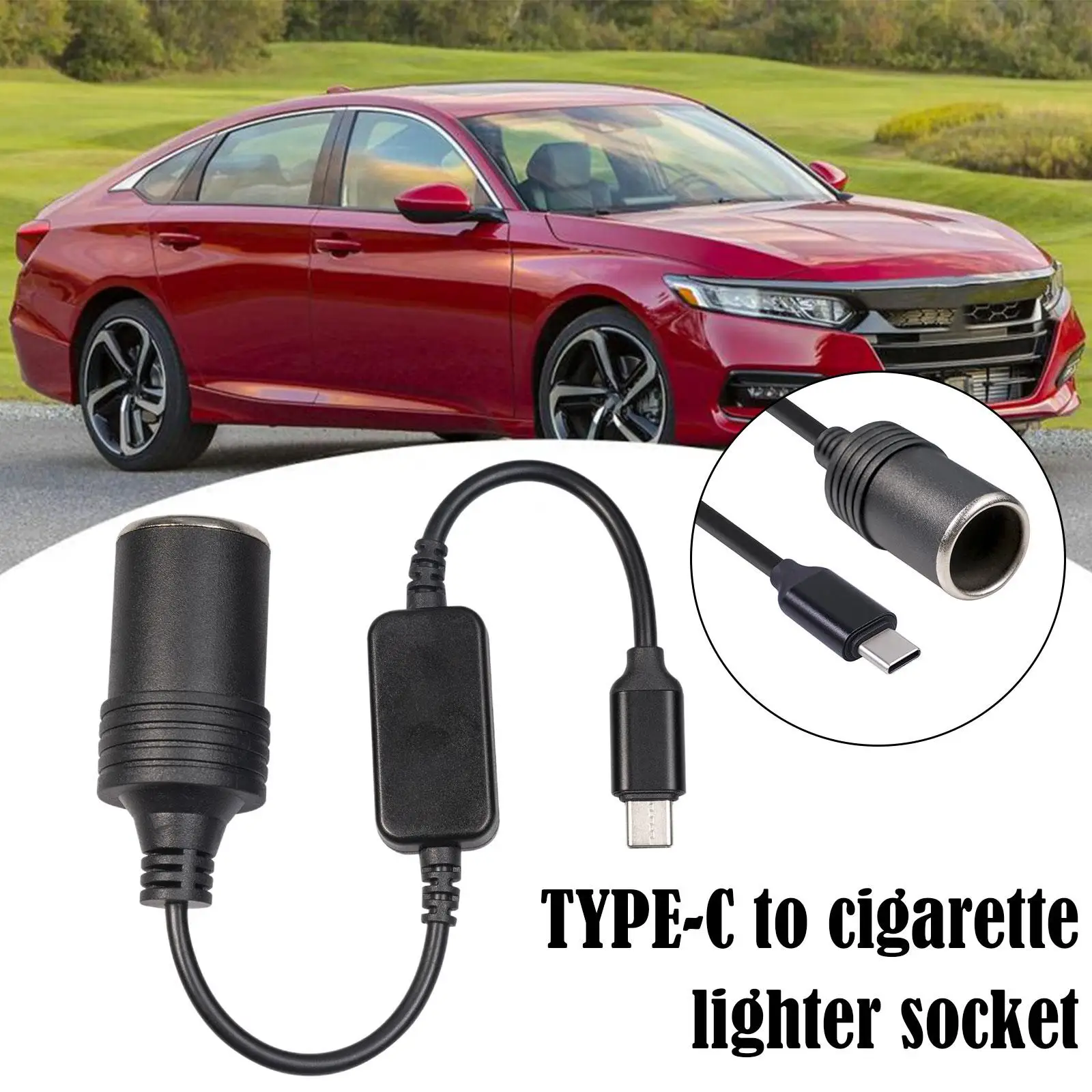 USB Type C to Car Cigarette Lighter Socket Female Converter Adapter Cord for Car Cigarette Lighters Car Vacuum Cleaner F0O5