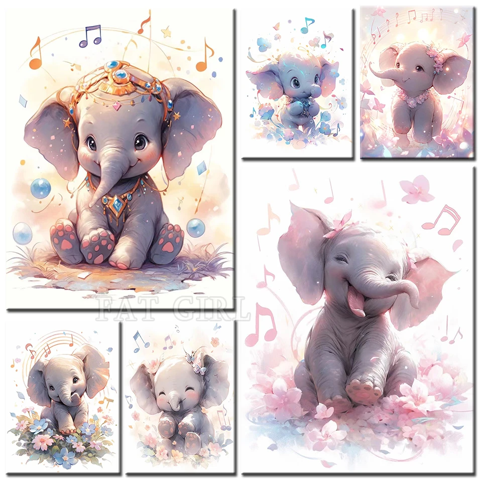 Diamond Embroidery Cartoon Elephant New Arrival Diamond Painting Lovely Animal Full Square Round Mosaic DIY Handmade Hobby D80