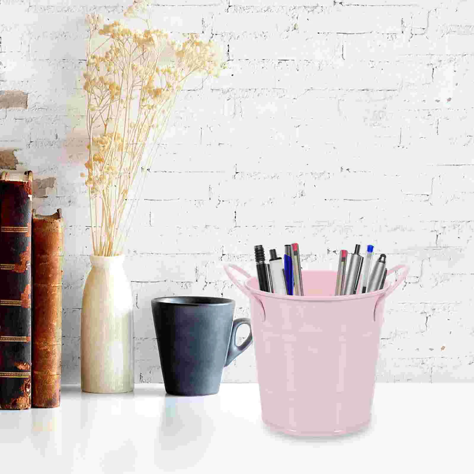 Makeup Brush Holder Lasting Use Container Stationery Storage Bucket Cosmetics Tools Wrought Iron Pen Cup Desktop