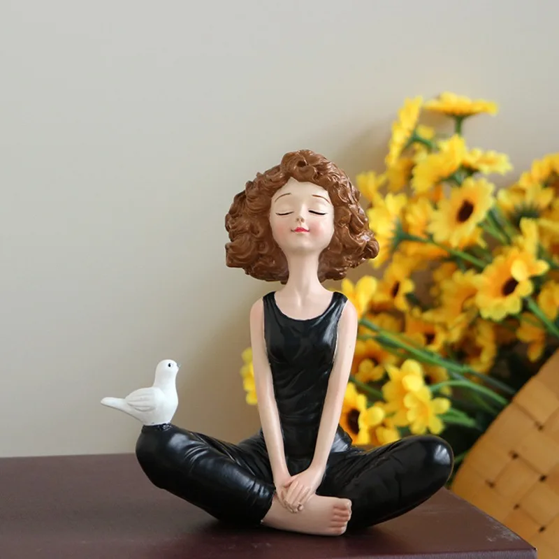 Exquisite ​​​​​​​Christmas Resin Black Dressed Girl Figurine Elegant Home Decor for Living Room Showcase Festive Gift Idea