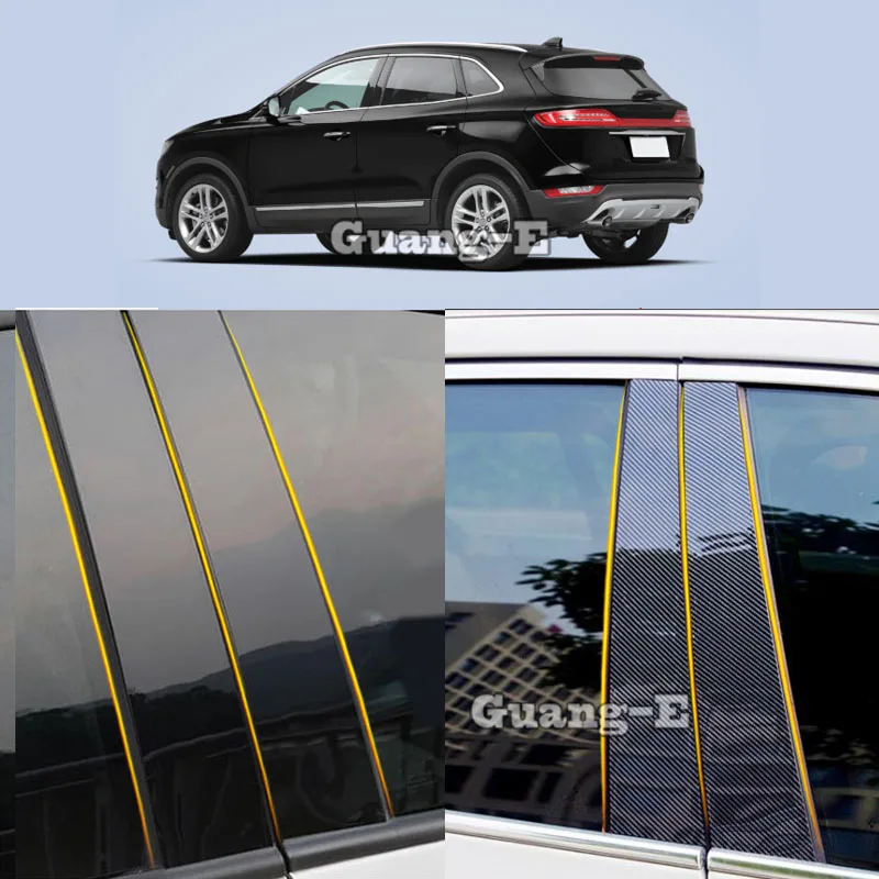 

Car PC Material Pillar Post Cover Door Trim Window Piano Black Molding Sticker Plate 8pcs For Lincoln MKC 2015-2020