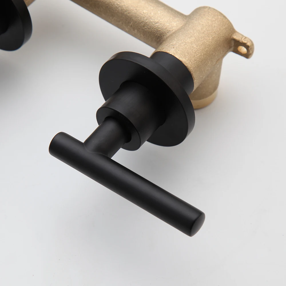 KEMAIDI Matte Black Wash Basin Sink Faucets Wall Mounted Brass Bathtub Mixer Tap Faucet Bathroom Bathtub Faucet Stream Sprayer