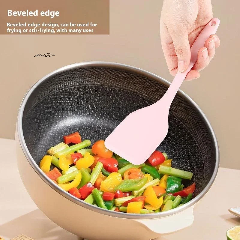1Pc Silicone Non-Stick Spatula for Cooking Omelette Fried Fish Kitchen Shovel Dense Leaky Design Cooking Tool