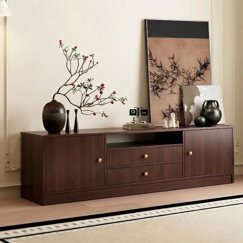 for TV Cabinet Living Room Household 2026 New Storage Integrated Medium and Ancient Style Small Apartment High TV Stand