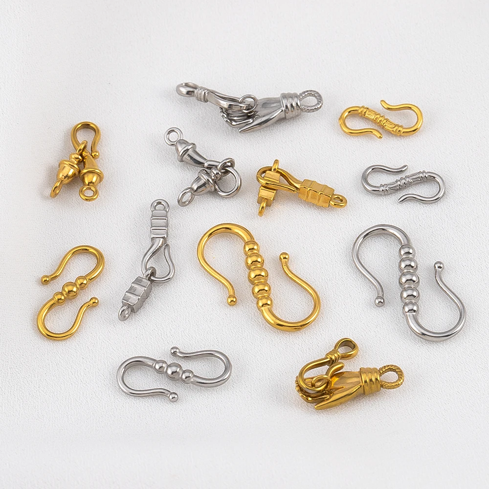 2pcs Stainless Steel Gold Plated Hand-Shape Boat Anchor S-shaped Connection Buckle for DIY Bracelet Clasps Jewelry Accessories view 4