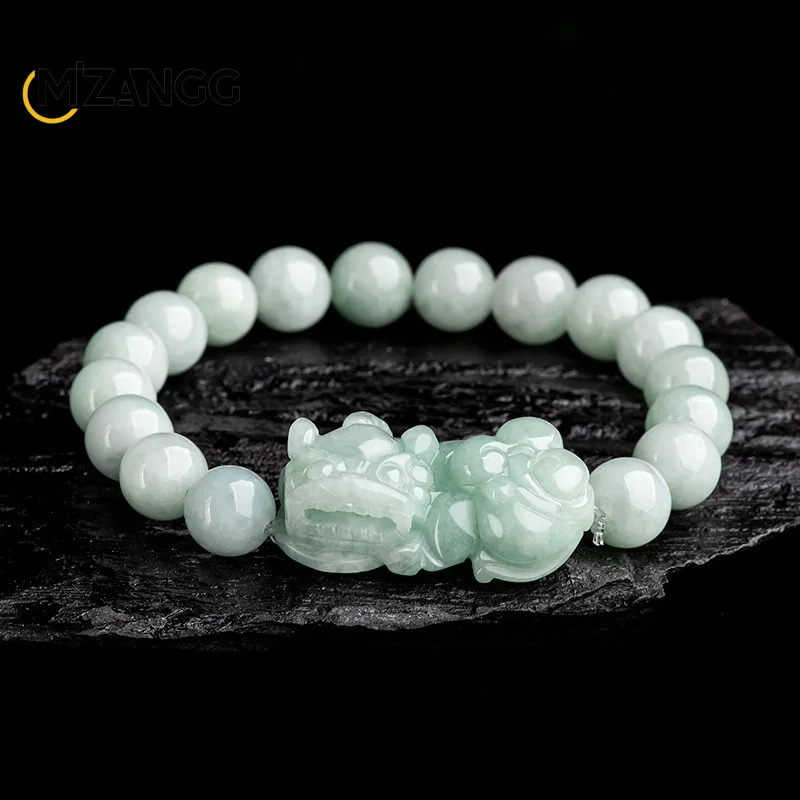 

Natural Myanmar Jadeite Money Overlord Brave Hand Skew Ice Kinds of Men and Women Jade Beads Skew Festival Gifts